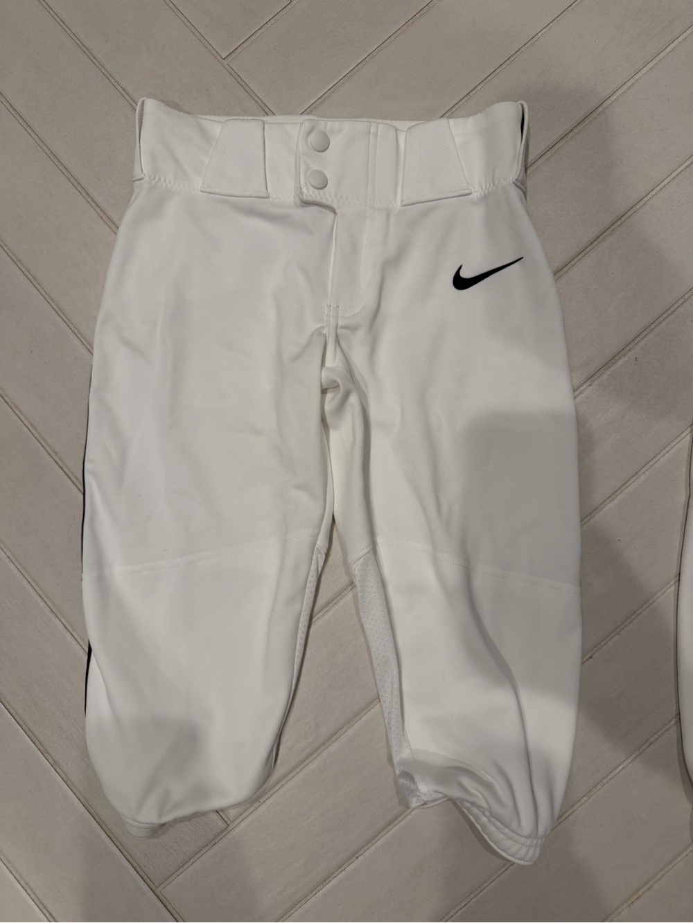 Nike White Kids Baseball knickers with Black stripe